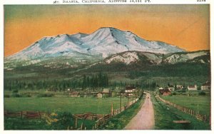 Vintage Postcard 1920's Mountain Altitude Mount Shasta California CA