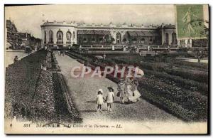 Old Postcard Deauville casino and flower beds