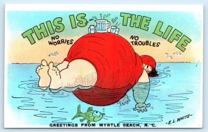 Greetings From MYRTLE BEACH, SC South Carolina ~ E.L.White COMIC c1930s Postcard