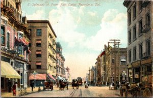 Postcard East Colorado Street from Fair Oaks in Pasadena, California