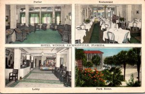 Florida Jacksonville Hotel Windle Showing Lobby Parlor Restaurant and Park