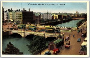 O'Connell Bridge And River Liffey Dublin Ireland Roadway View Postcard