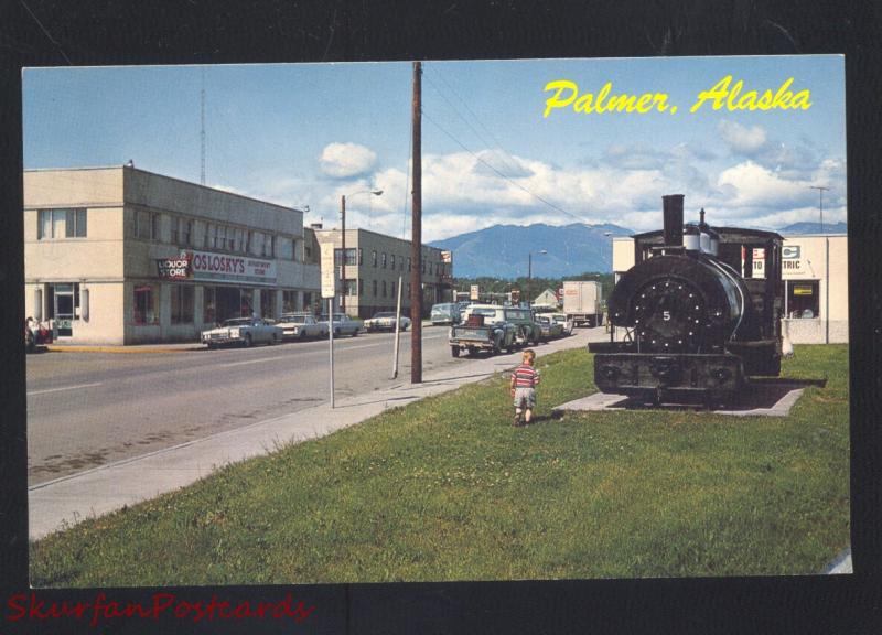 PALMER ALASKA DOWNTOWN STREET SCENE 1960's CARS VINTAGE POSTCARD