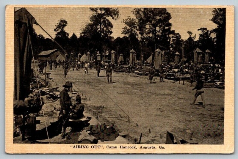 US Army  Camp Hancock  Augusta  Georgia  Airing Out    Postcard