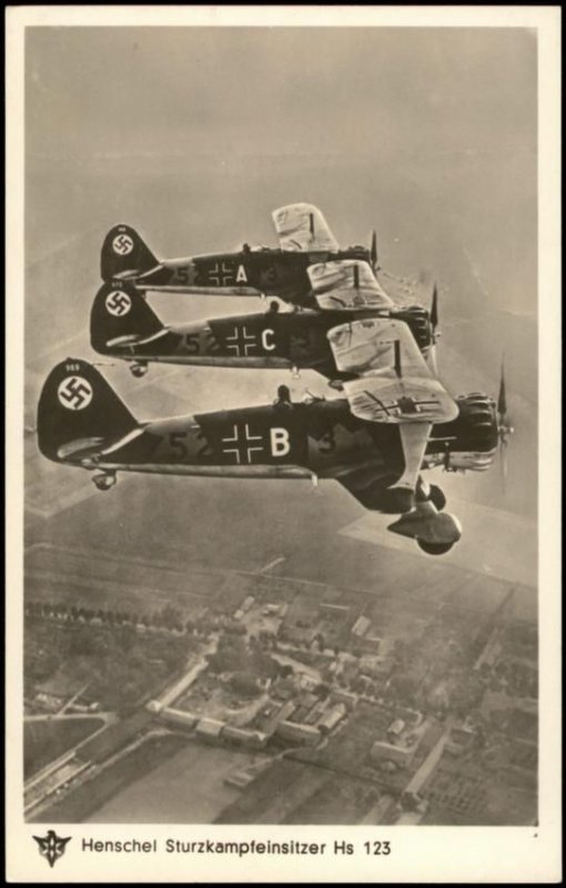 3rd Reich Germany Luftwaffe Air Force Henschel hs123 Airplanes  RPPC G61540