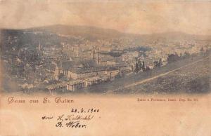 St Gallen Switzerland Birds Eye View Gruss aus Antique Postcard J59657