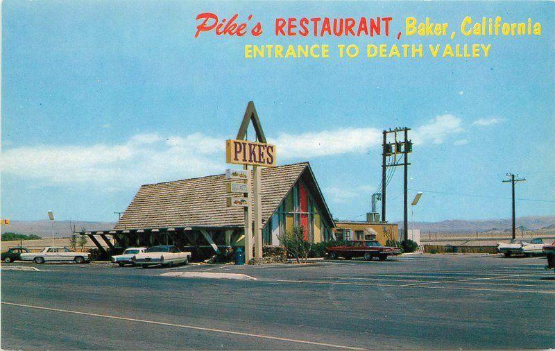 Autos 1960s Mojave Desert California Pike's Restaurant Baker Desert Supply 8695