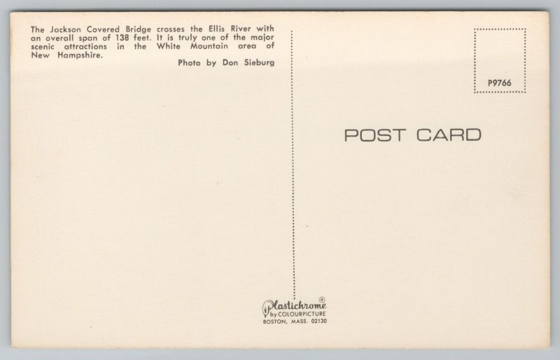 Bridge~The Jackson Covered Bridge Cross Ellis River~Vintage Postcard 