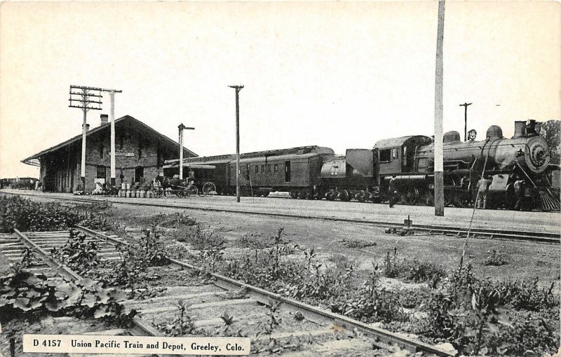 J22/ Greeley Colorado Postcard c1910 Union Pacific Railroad Depot  27