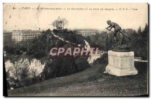 Old Postcard Paris Buttes Chaumont The Belvdere Er The brick bridge
