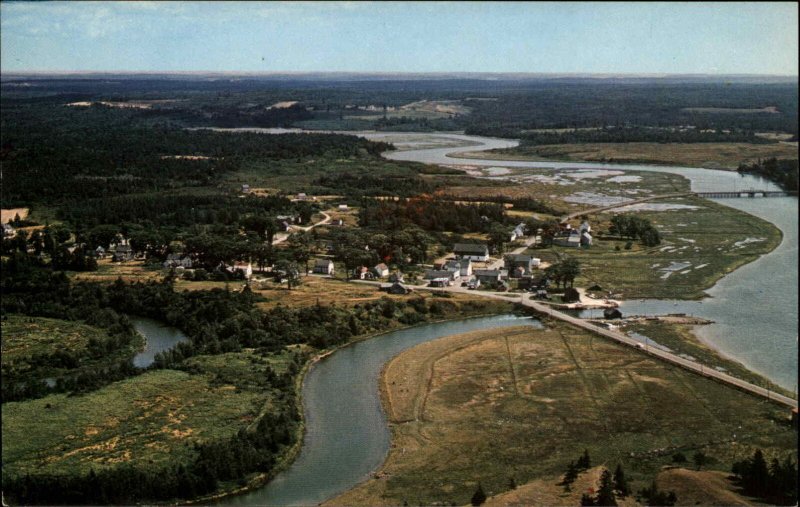 Addison Maine ME Pleasant River Air View Vintage Postcard