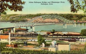 Iowa Dubuque Julien Dubuque Bridge and Mississippi River 1948