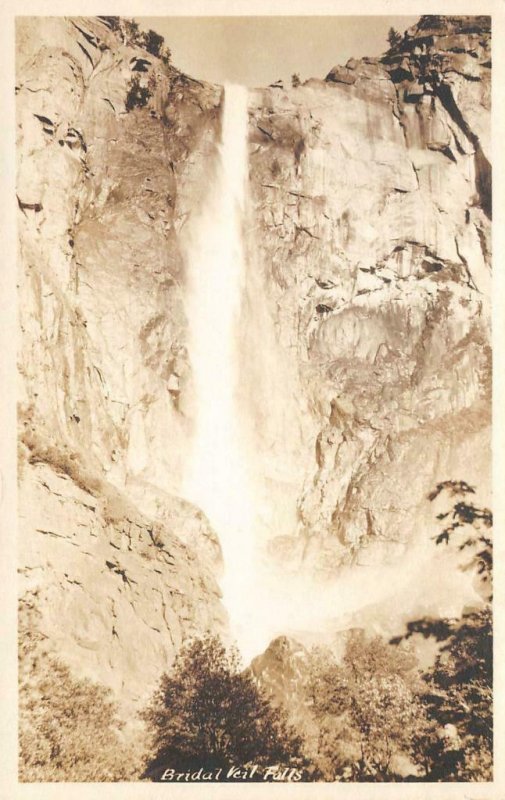 RPPC Bridal Veil Falls, Yosemite National Park, CA c1930s Vintage Postcard