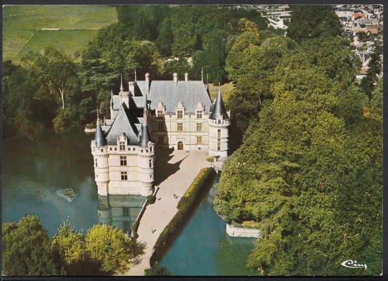 France Postcard - Aerial View of Azay-Le-Rideau - Le Chateau  LC4830
