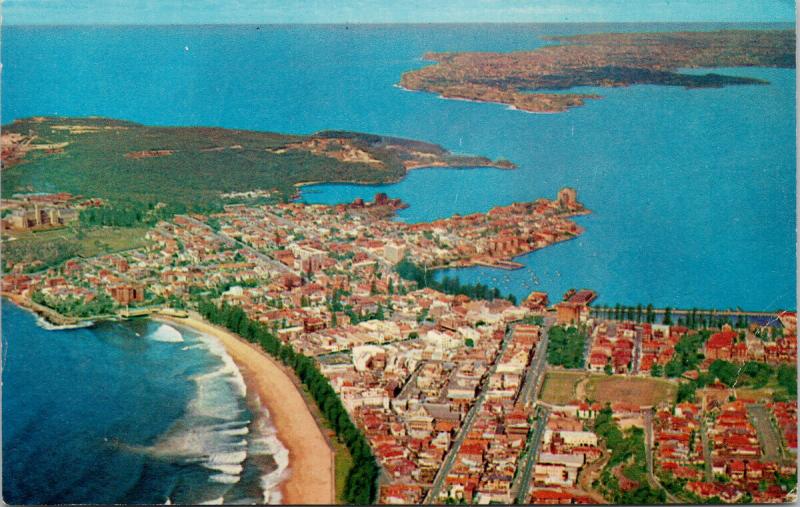 Manly Australia AU Aerial View Steyne Beach Sydney Harbour c1971 Postcard D77