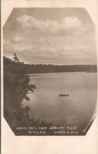 Vtg Haugen WI Looking South from Joachim's Place Bear Lake 1910s RPPC Postcard