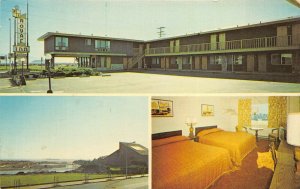 Crescent City California 1970s Postcard Multiview Royal Inn Motel Entrance Room
