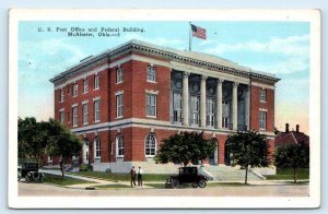 McALESTER, OK Oklahoma ~  U.S. POST OFFICE c1910s Car Pittsburg County Postcard