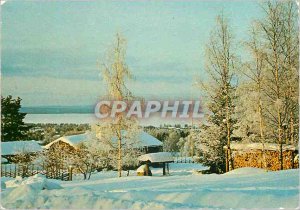 Postcard Modern Vinter i Dalarna Sweden Dalecarlia This beautiful dress in wi...