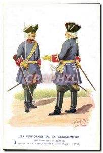 Postcard Old uniforms gendarmerie MArechausee Guard Lieutenant 1756 Metiers