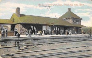 Michigan Central Railroad Depot West Bay City MI 1910 postcard