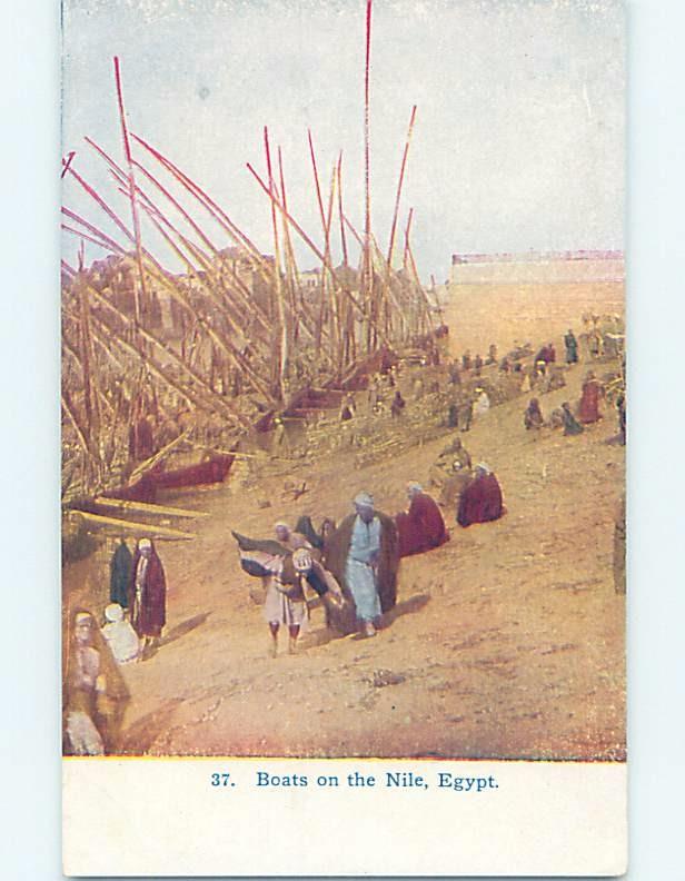 Unused Old Postcard PEOPLE ALONG NILE RIVER Country Of Egypt F5444