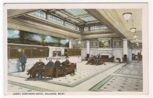 Lobby Interior Northern Hotel Billings Montana 1920c postcard