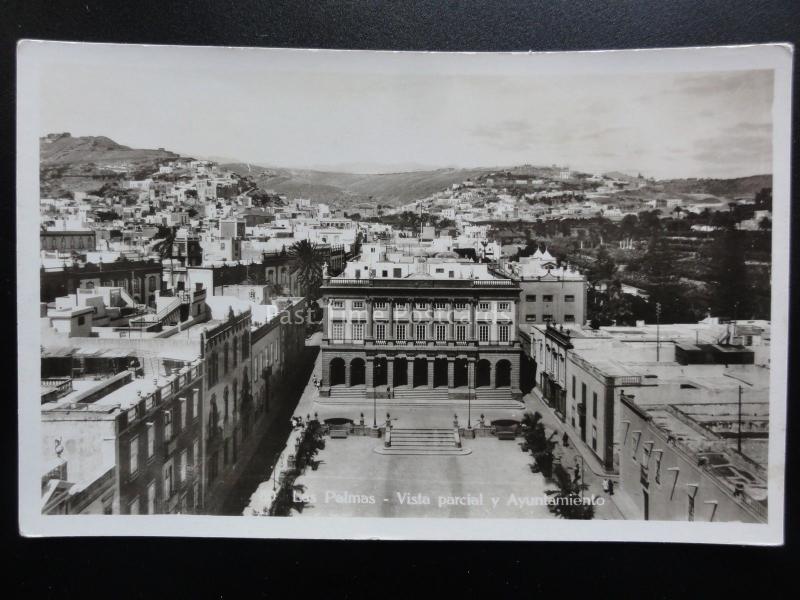Spain: Las Palmas de Gran Canaria VISTA PARCIAL Y AYUNTAMIENTO - Old RP Postcard