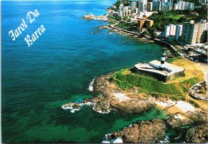 Brazil Salvador Vista aérea do Farol da Barra Vintage Postcard BS.28