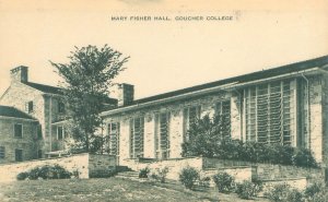 Towson Maryland Goucher College Mary Fisher Hall B&W Postcard Unused Artvue