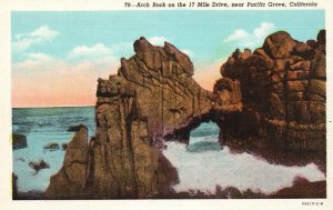 Vintage Postcard 1920's Arch Rock 17 Mile Drive near Pacific Grove CA California