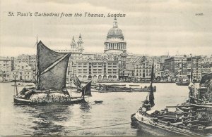 London Thames navigation & sailing St Paul's cathedral sailing vessel coal barge