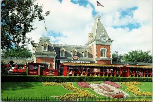 Mickey in Flowers Disneyland Railroad Anaheim CA Unused Continental Postcard C10