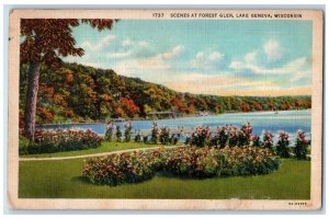 1936 Scenes at Forest Glen Lake Geneva Wisconsin WI Vintage Postcard