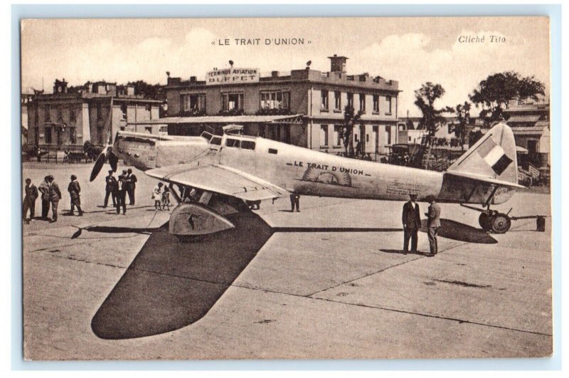 Le Trait D'Union Terminus Aviation Buffet France Airport Airplane Postcard (FW1)