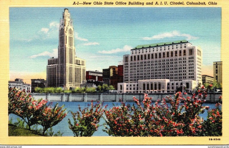 Ohio Columbus New Ohio State Office Building and A I U Citadel Curteich