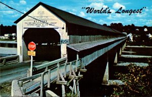 Canada New Brunswick World's Longest Covered Bridge Spanning The St John...