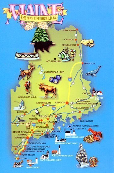 MAINE: THE WAY LIFE SHOULD BE STATE MAP CARD