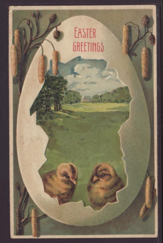 Easter Greetings,Chicks,Scene Postcard