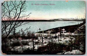 Vtg Alaska ak St Sergis Cemetary Grave Site 1910s Old View Postcard