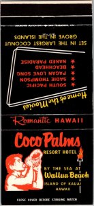Vintage Matchbook Cover Coco Palms Resort Hotel Kauai, Hawaii MB178