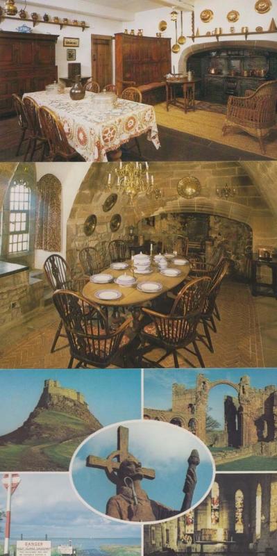 Lindisfarne Castle Multi View Kitchen Dining Room Food Area 3 x Mint Postcard s