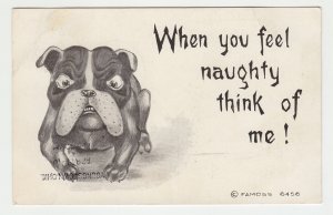 P2198 1910 postcard rough looking dog when you feel naughty think of me