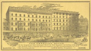 THE AMERICAN HOUSE Hotel Boston, MA Original 1859 Print Ad