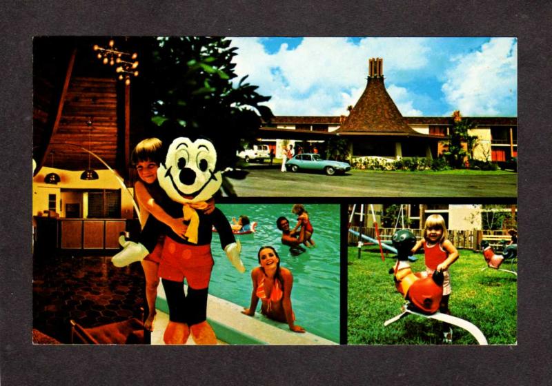 FL Gateway Inn Motel Orlando Florida Postcard Mickey Mouse Pool Sweden House