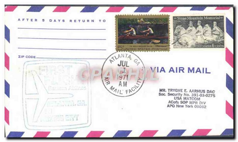 Letter USA 1st flight Atlanta Mexico July 1, 1971