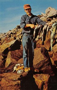 Fishing from North Jetty, Columbia River, Long Beach, WA c1950s Vintage Postcard