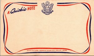Postcard Quickie Time Saver Military Name Rank Service US Army WWI ~1942 M61