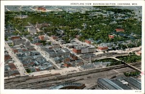 Cheyenne Wyoming Aerial View Business Section c1900-20s Vintage Postcard