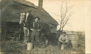 Agriculture Farm Rural Horses Men 1908 RPPC Photo Postcard 20-8980